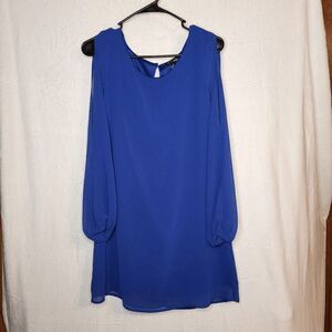 As U Wish Dress Sz Medium Cold Shoulder Blue Long Sleeve Dress Formal Homecoming